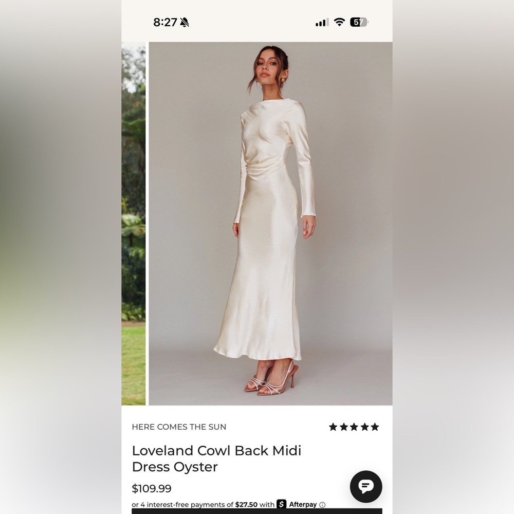 Selfie Leslie Loveland Cowl Back Midi Dress Oyster M bridal